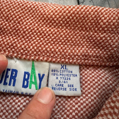 VTG 80s Trader Bay Velour Sweatshirt Sweater Polo Shirt Checker Rockabilly