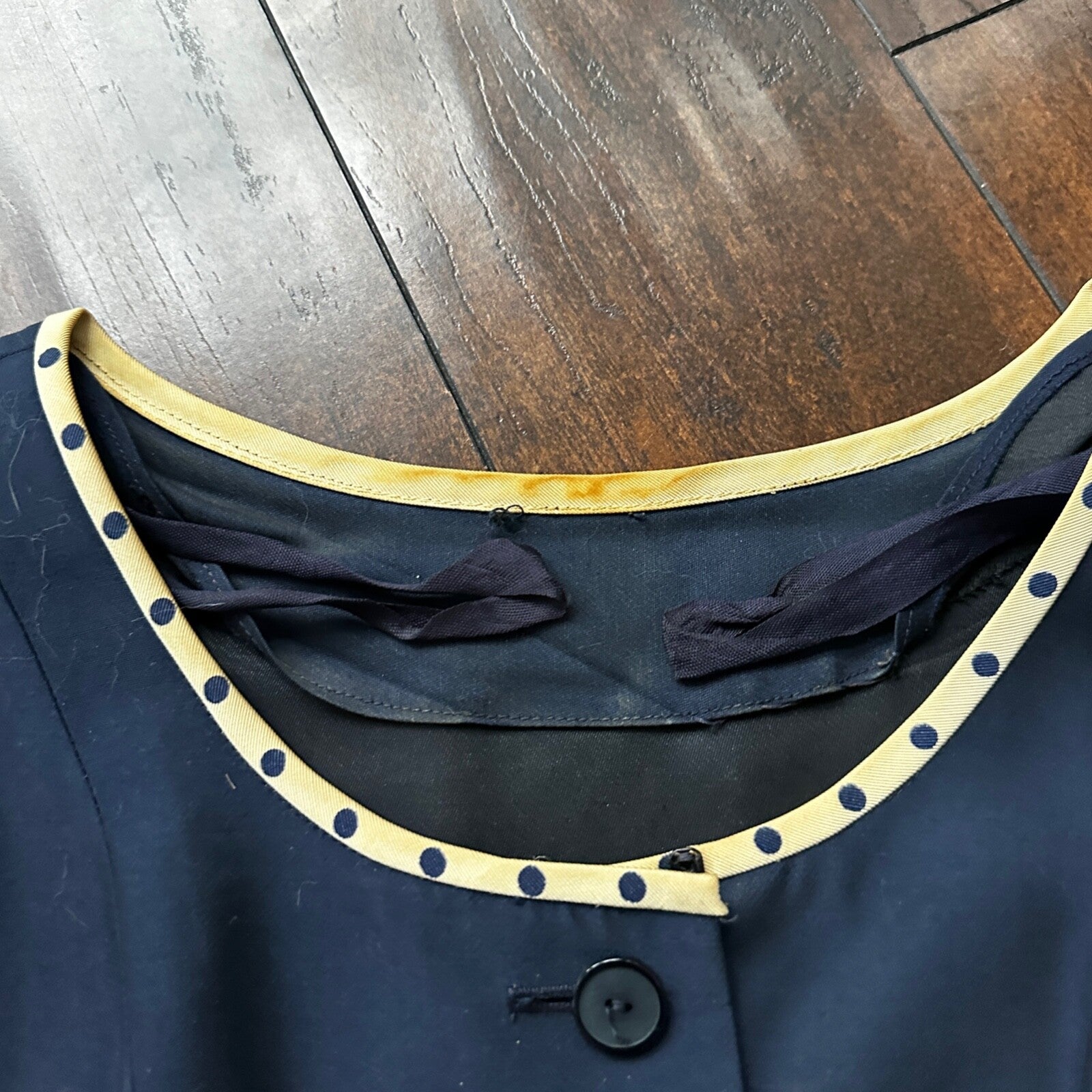 Real Vintage 1940s R & K Original Long Navy Top Button Down Dress Women's 40s