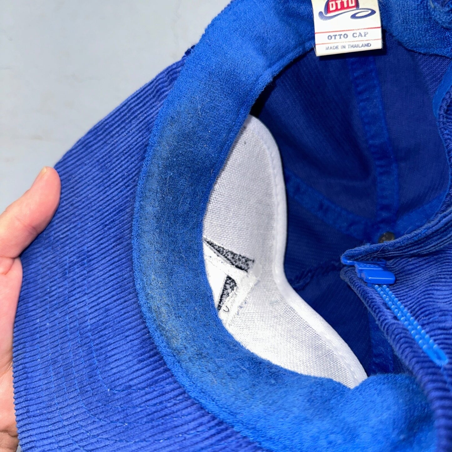 Microflect Blue Corduroy VTG Hat Cap Snapback Radio Television TV Promo Trucker