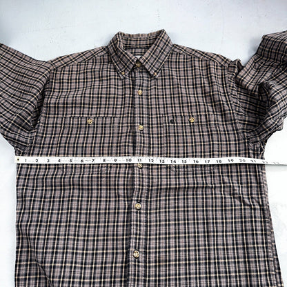 Carhartt Flannel Shirt M S249 BLK Black Brown Pockets Heavy Weight Medium