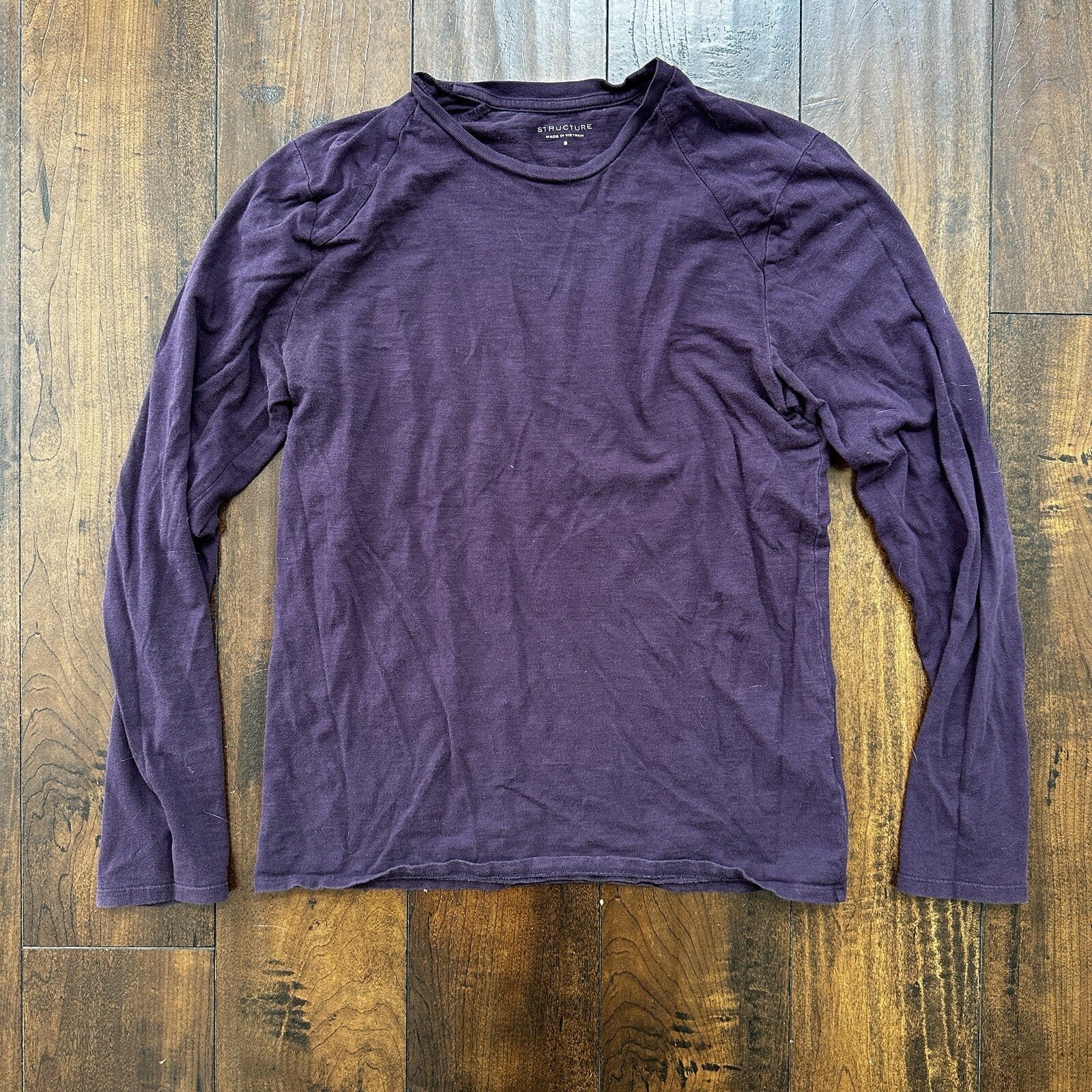 Structure Men's Long-Sleeve Slim Fit T-Shirt - Purple Basic Blank Small