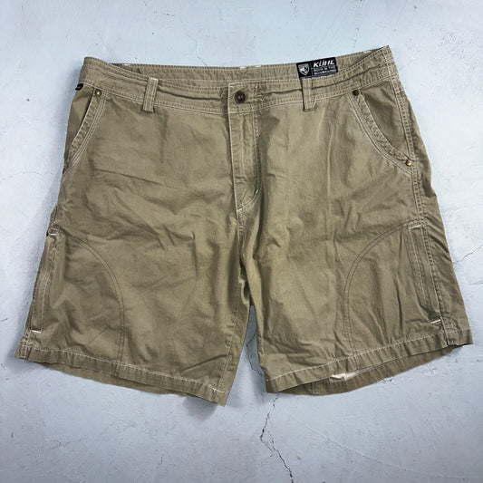 Kuhl Shorts Mens Size 38 Green Khaki Hiking Cargo Fishing Vintage Patina Dye