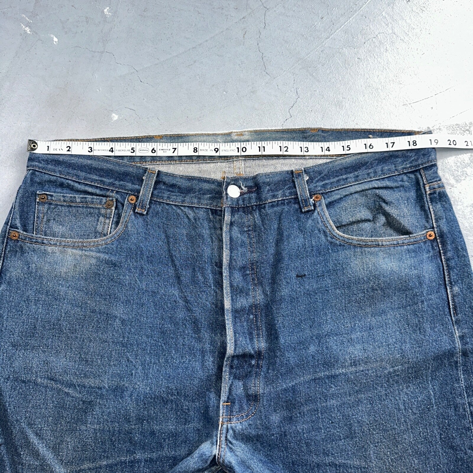 Levis 501 Vintage 80s USA XX Straight Leg Jeans Blue Light Wash 40x33 Act 38x29