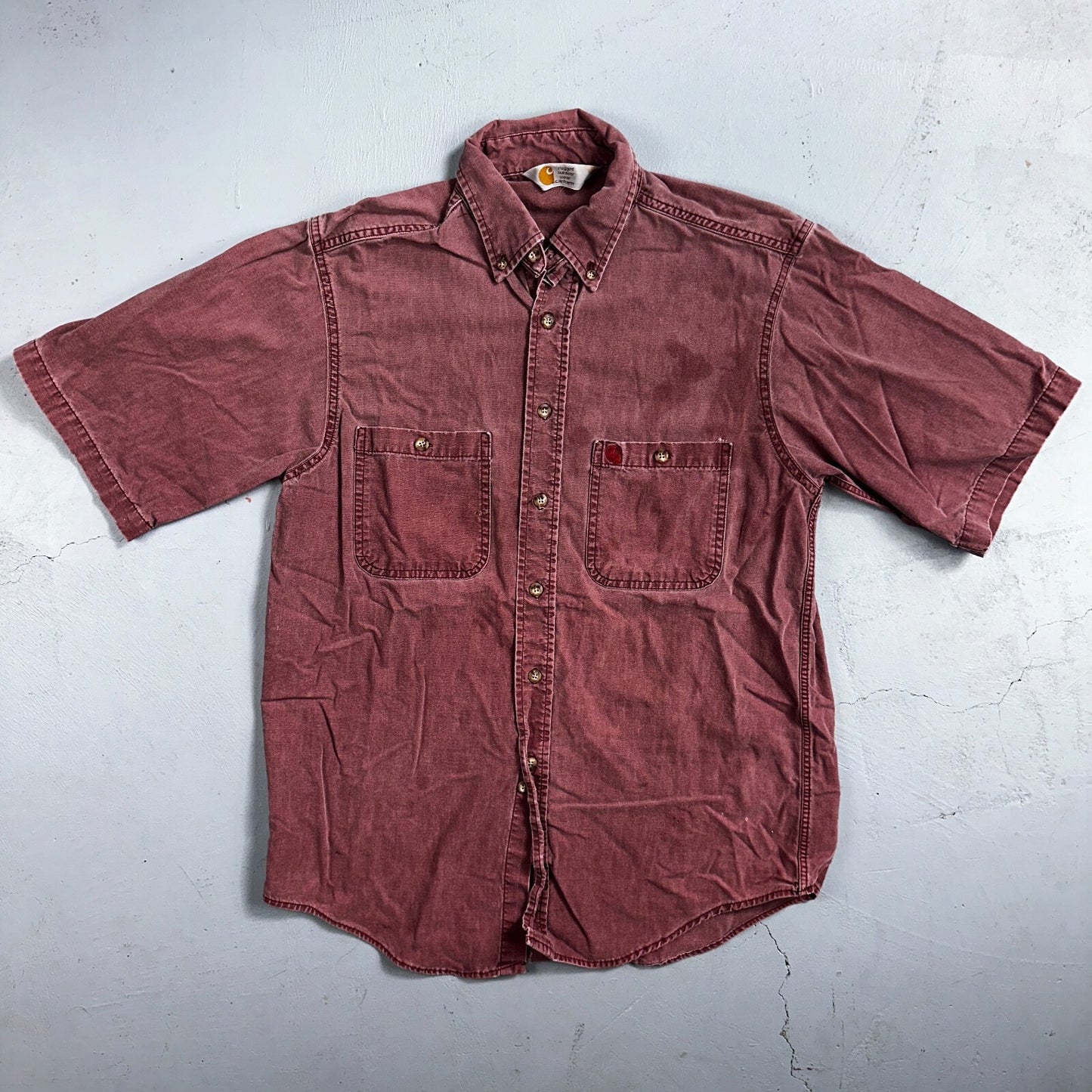 Carhartt Vintage Shirt Mens M Purple Maroon Rugged Outdoor Wear Button 90s