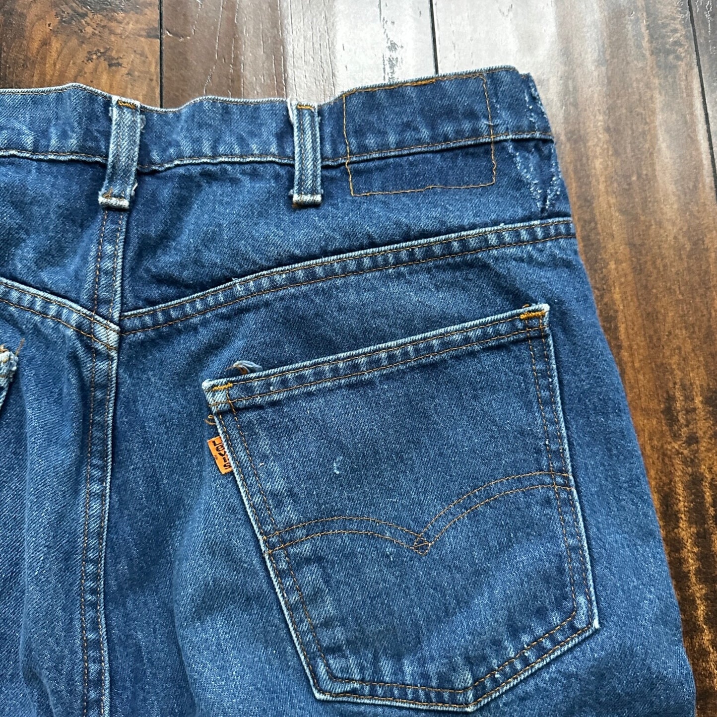 Vintage 80s Levis 646 Boot Flare Orange Tab 36x36 USA Blue Jeans 501 Act 33x34