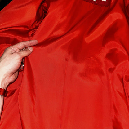 VTG Oleg Cassini Genuine Leather Blazer Fur Jacket Red Womens M 70s 80s Rare