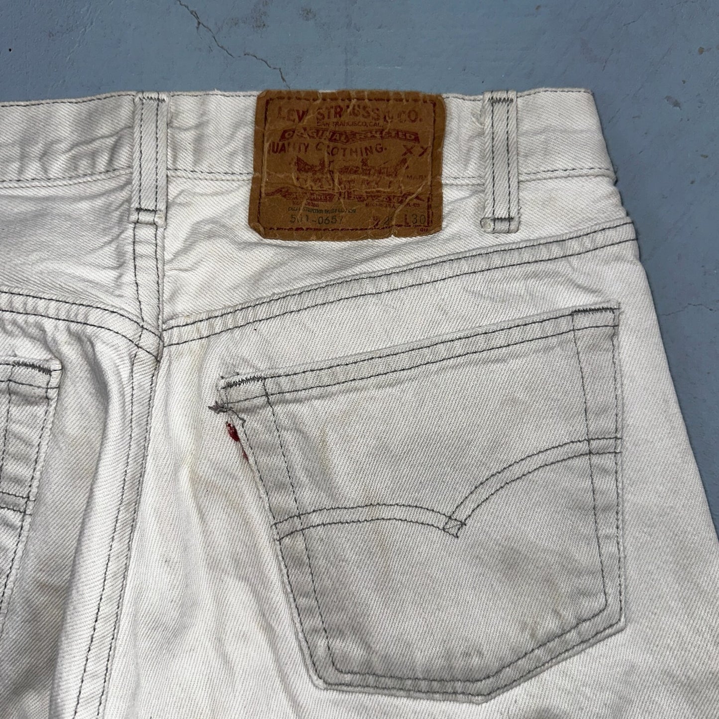 Levis 501 Vintage 80s USA XX Straight Leg Jeans White Med Wash 29x30 Act 28x29