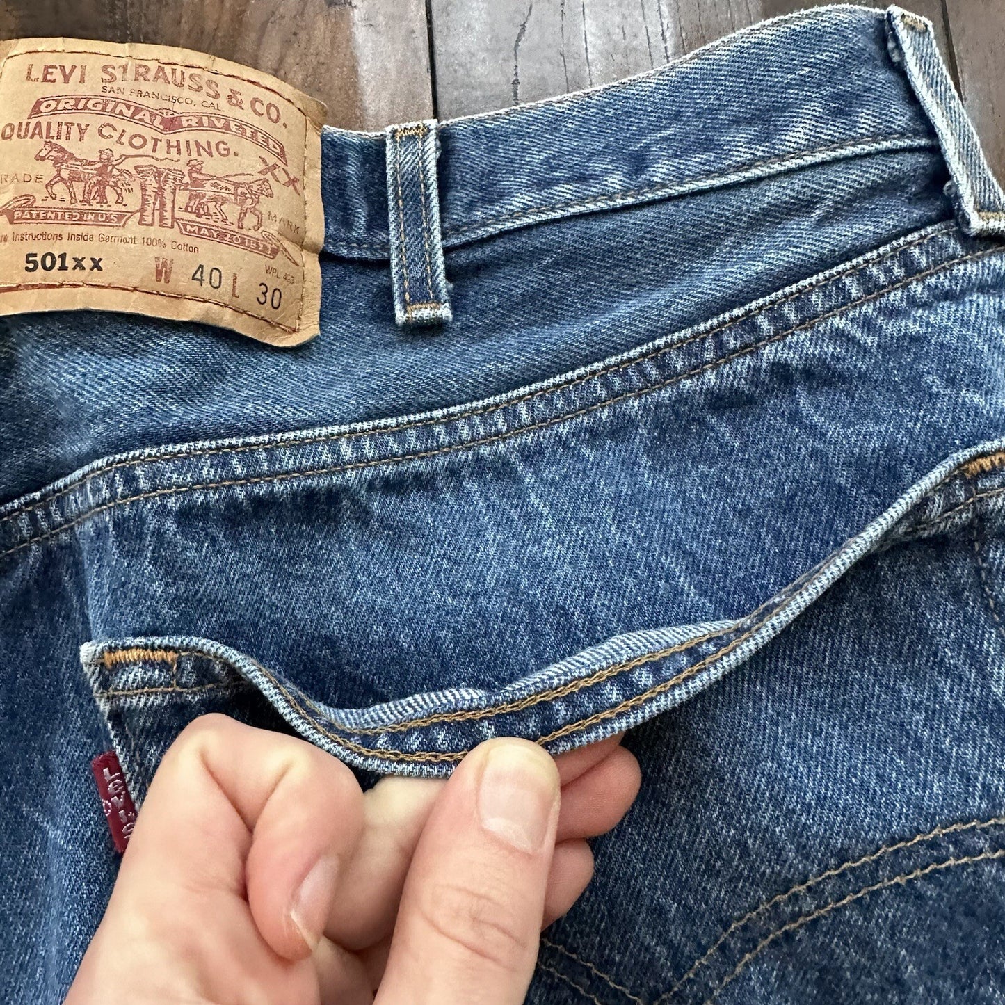 Vintage Y2K 90s Levis 501 XX Button Fly Light Wash 40x30 Jeans Act 36x26