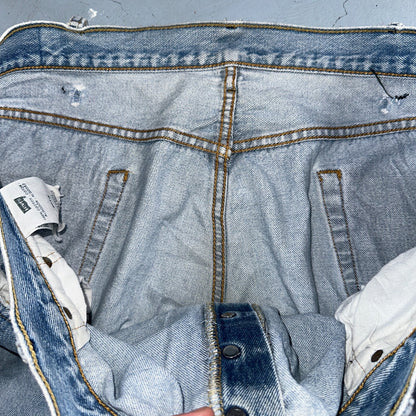 Levis 501 Vintage Y2K XX Straight Leg Jeans Rips Blue Light Wash 46x32 Act 42x28
