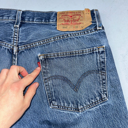 Levis 501 Vintage 90s Mexico Straight Leg Jeans 36x32 Y2K Med Wash Act 34x30