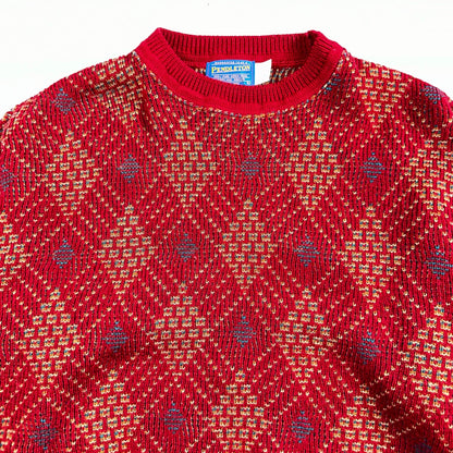 Pendleton VTG 100% Wool Sweater Mens L Argyle Red Oregon USA  Preppy Christmas