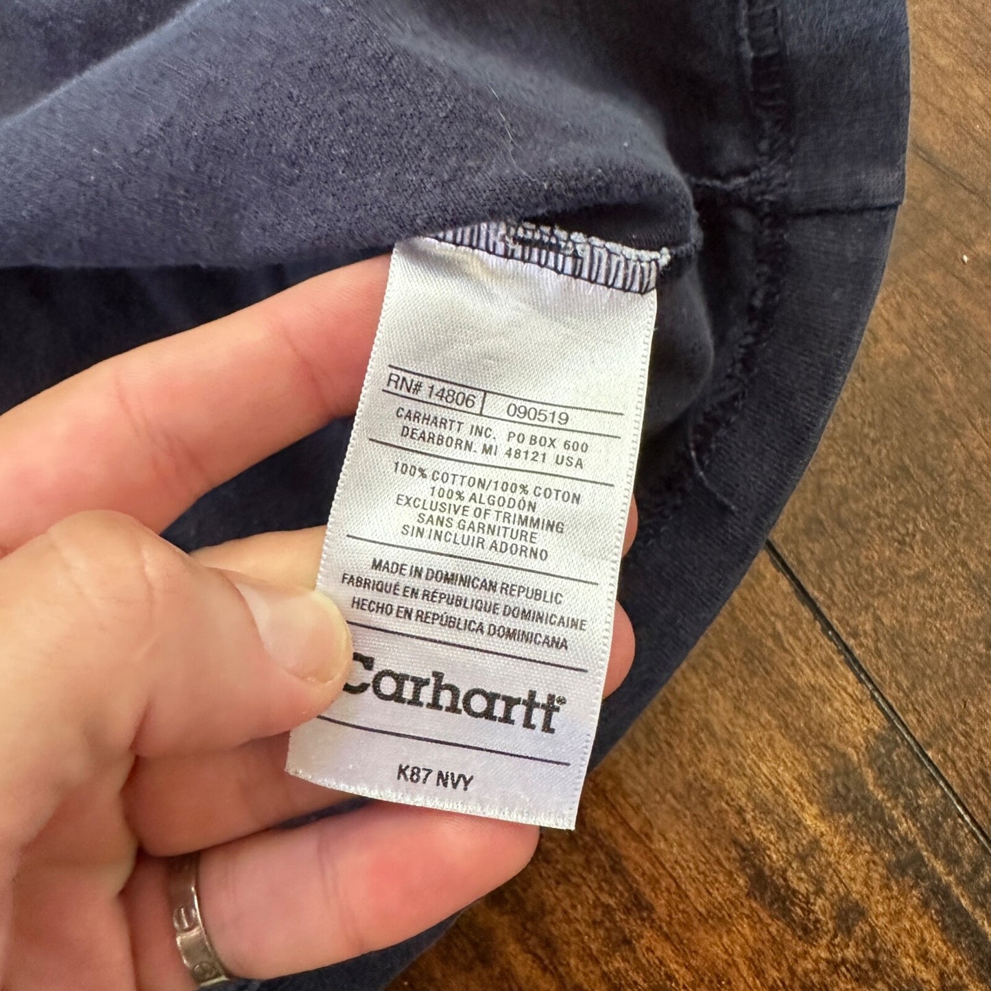 Carhartt Pocket Y2K VTG T Shirt K87 NaVy Navy Blue Basic Travis Scott Simple