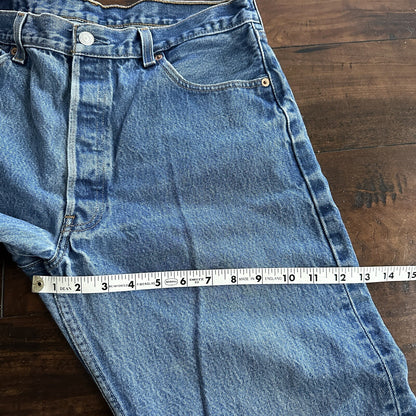 Levis 501 Vintage 90s Straight Leg XX Capri Jeans 36x34 Light Wash Act 32x25