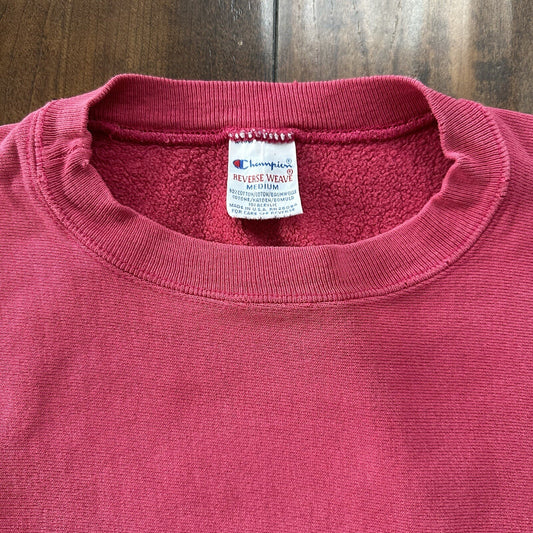 Vintage Champion 90s USA Pink Reverse Weave Sweatshirt Blank 70s Gusset Jumper