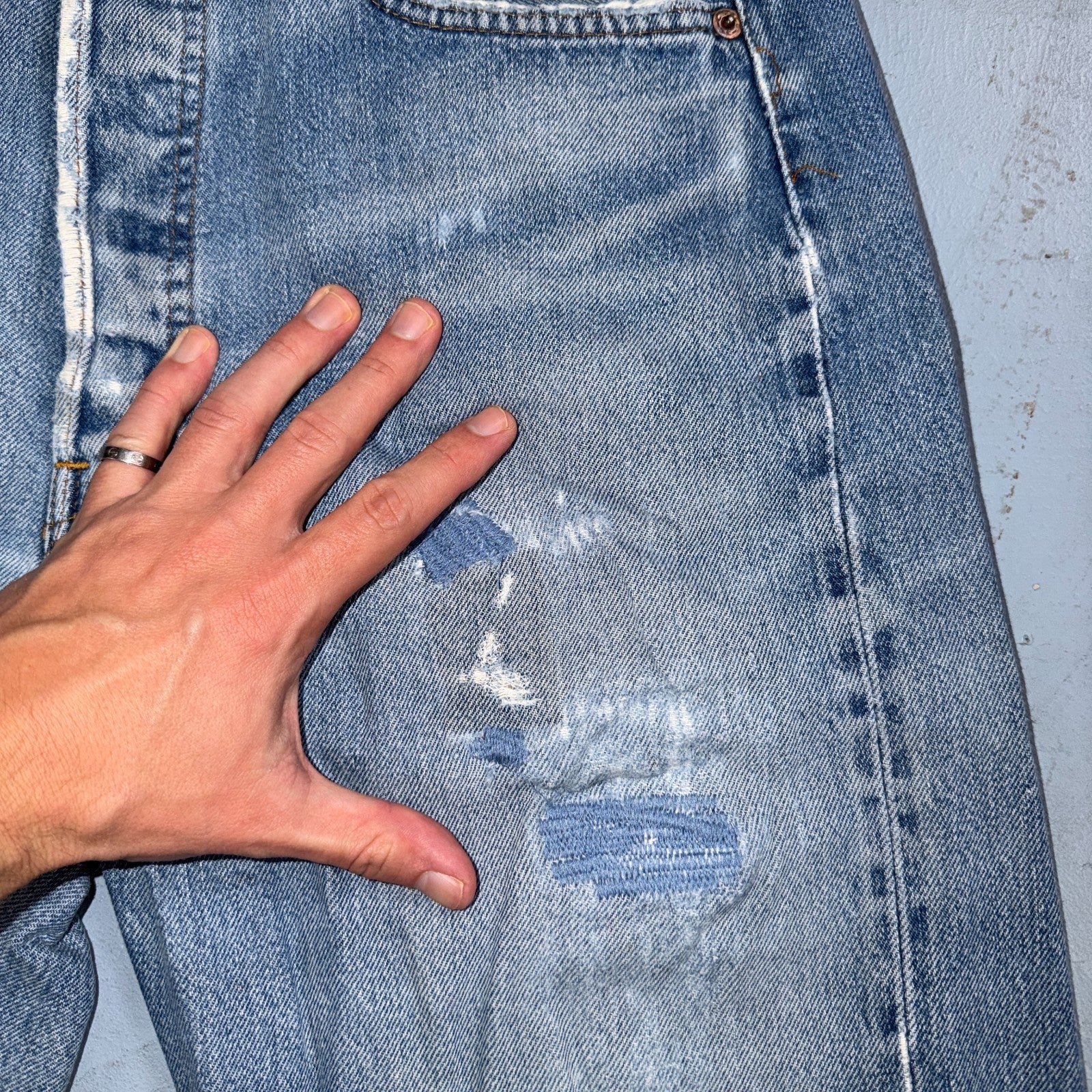 Levis 501 Vintage 80s Redline Selvedge USA XX Jeans Light Wash 34x38 Act 31x34