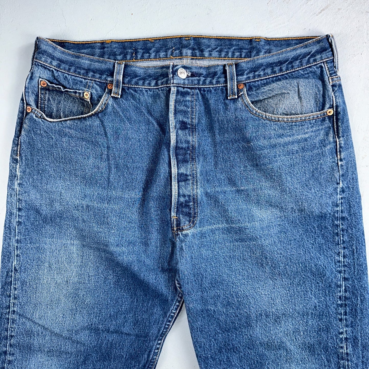 Levis 501 Vintage 80s USA XX Straight Leg Jeans Blue Med Wash 42x33 Act 37x28