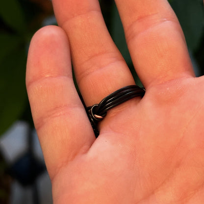 Homemade Wire Black Created Women's Wedding Band Ring Cute Y2K VTG Cool 90s