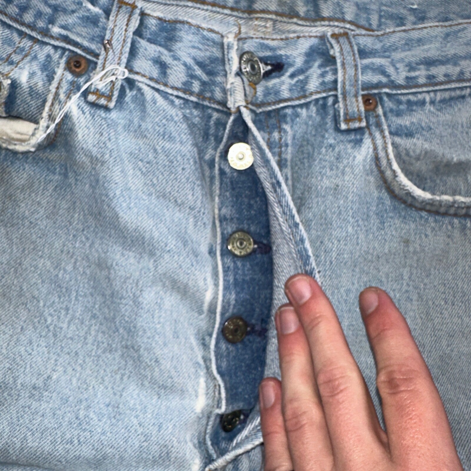 Levis 501 Vintage 80s USA XX Straight Leg Jeans Blue Light Wash 34x36 Act 31x34