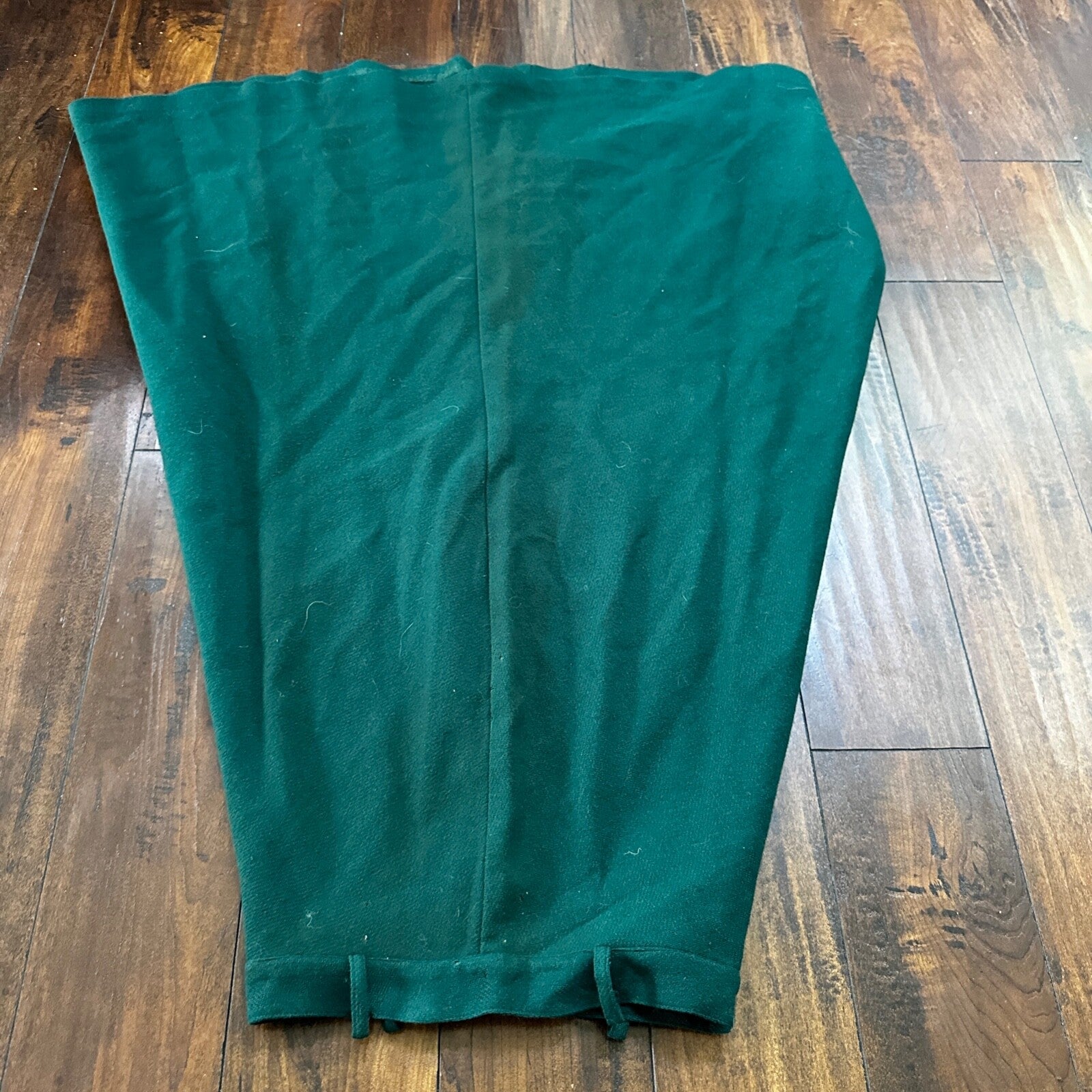 VTG 1960s Faded Green Wool Skirt Preppy Midi Knee Belt Loops 26" Waist Long 60s