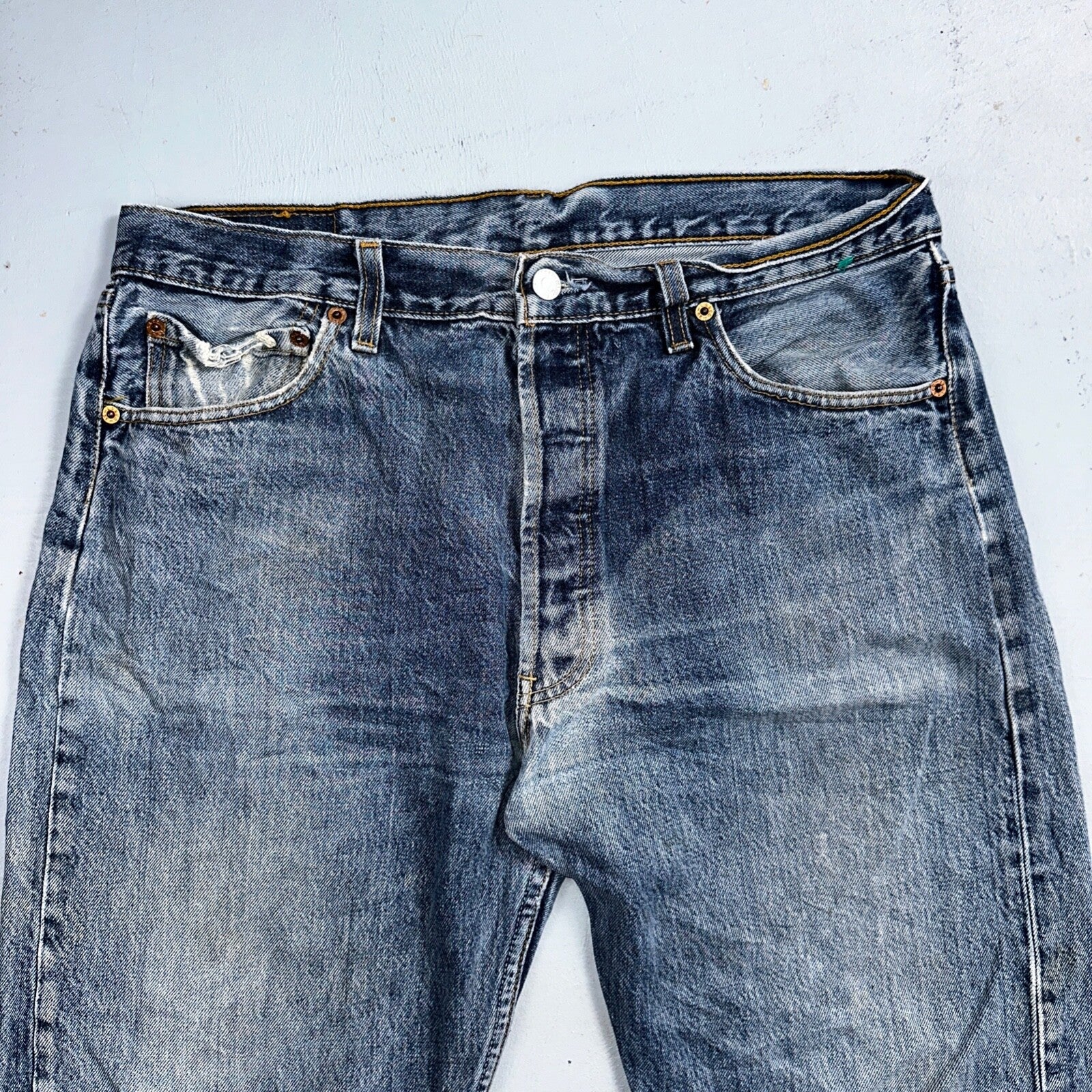 Levis 501 Vintage 90s UK XX Straight Leg Jeans 36x32 Blue Med Wash Act 33x30