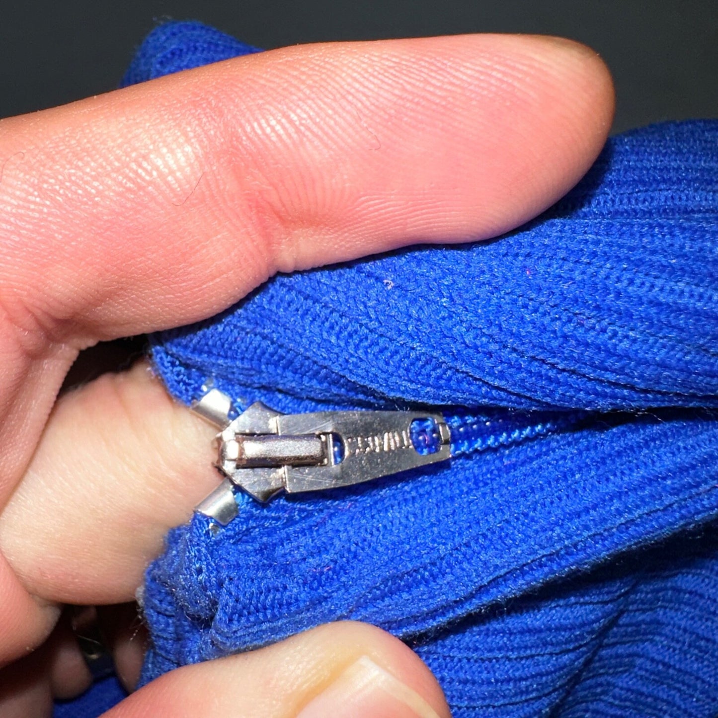 Vintage 1970s Scovill Bodysuit Blue 70s 80s Rib Knit Long Sleeve Mock Neck RARE