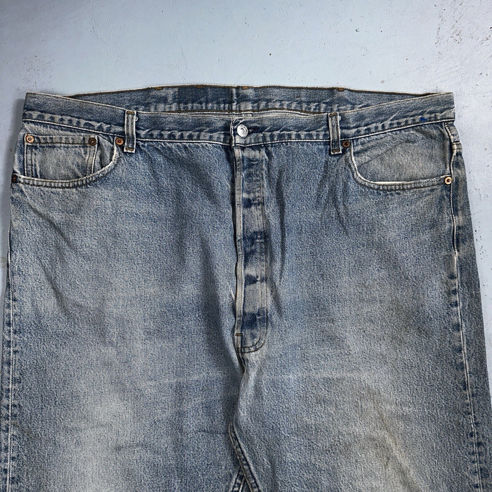 Levis 501 Vintage 90s USA XX Straight Leg Jeans 48x34 Light Wash Act 44x29