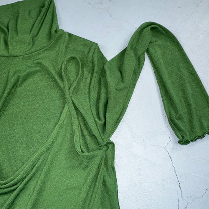 Topshop Women's Maxi Dress S Green Polyester Elastane Maxi Long Mock Neck