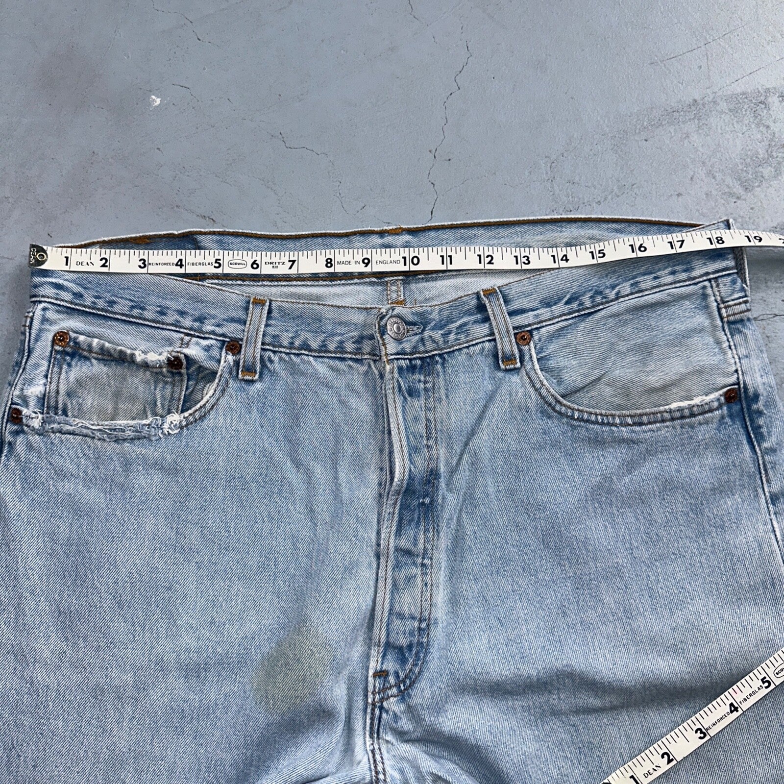 Levis 501 Vintage 90s USA XX Straight Leg Jeans Blue Light Wash 38x32 Act 37x31