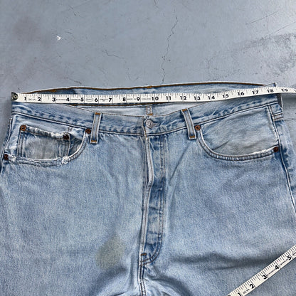 Levis 501 Vintage 90s USA XX Straight Leg Jeans Blue Light Wash 38x32 Act 37x31