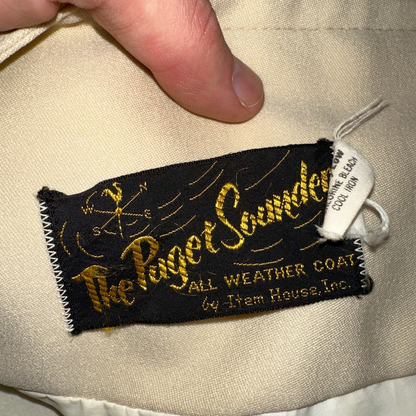 Puget Sounder Beige Canvas Belted Trench Coat Rockabilly 1960s 60s Womens