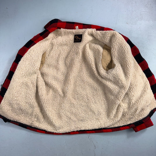 Vtg 80s CAL CRAFT USA Men’s L Red Black Buffalo Plaid Wool Sherpa Hunting Jacket