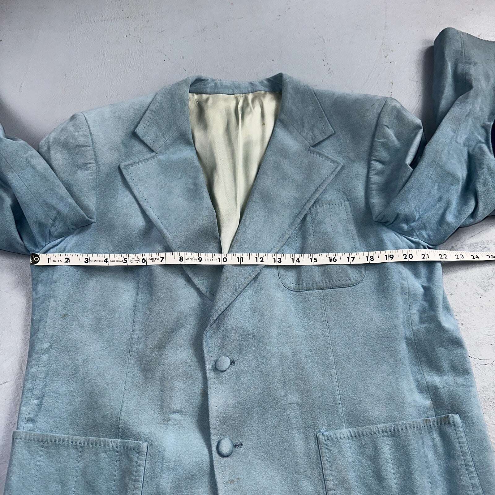 VTG Mens Suit 42 Jacket Sport Coat Rockabilly 60s 70s Suede Blue Disco Lebaron