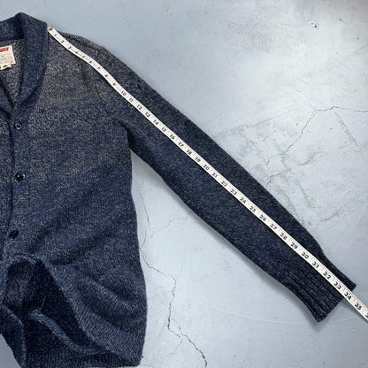 Levis Women's M Woolmark Blend Knit Blue Long Sleeve Button Up Sweater VTG