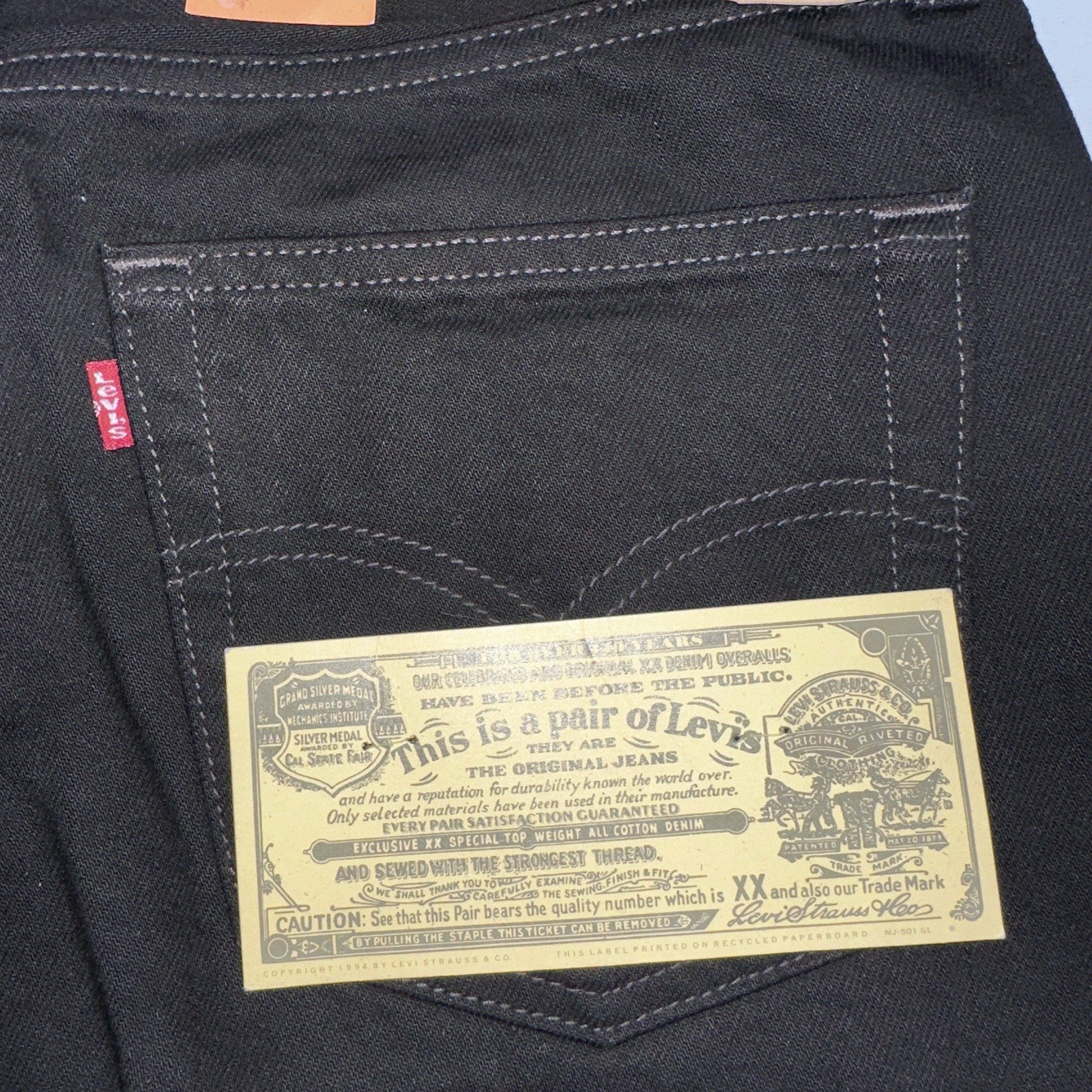 Levis 501 Deadstock Vintage 90s USA XX Straight Leg Jeans Black Dark Wash 36x32