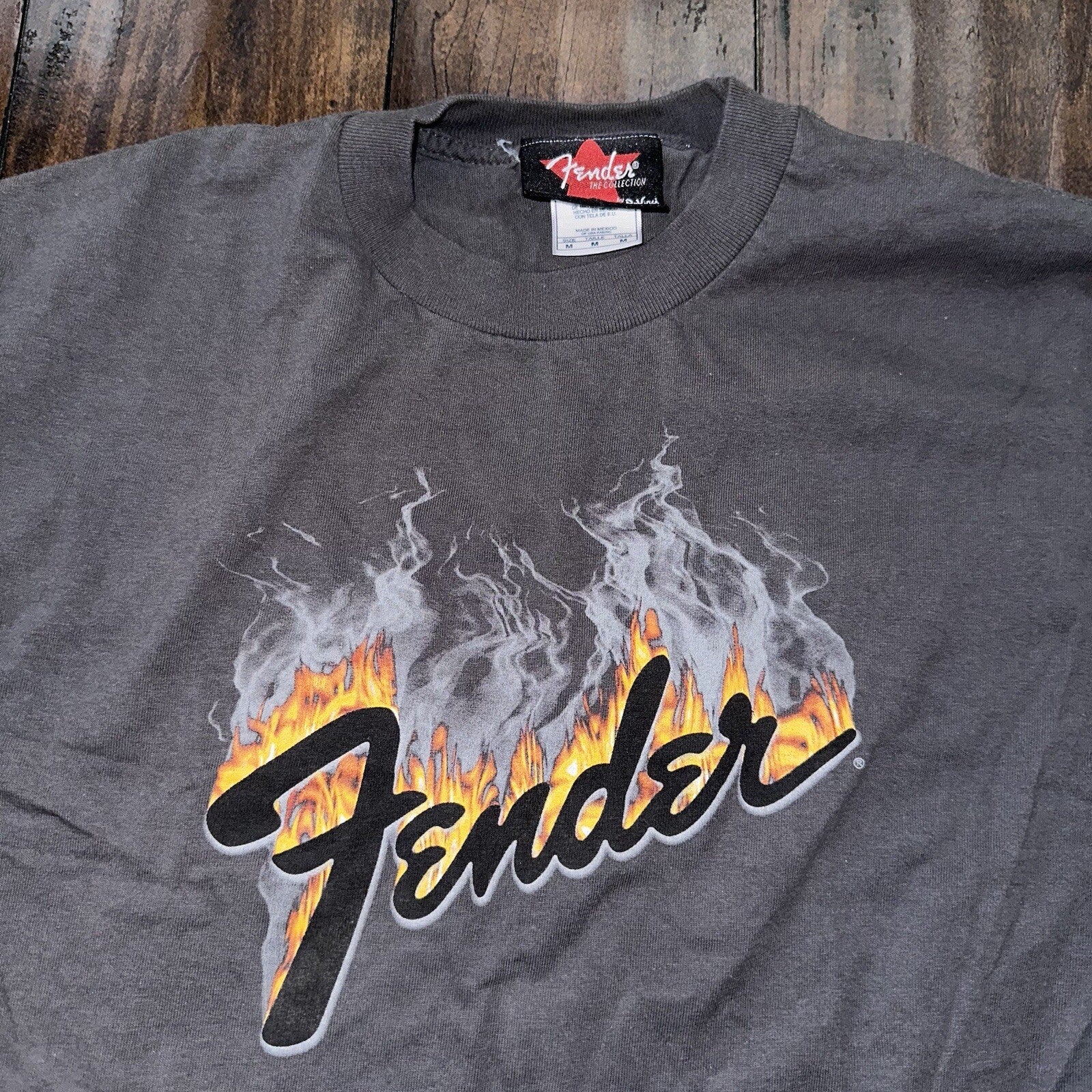 Fender Guitar Vintage Style T Shirt M Gray Band Rock Music Jimi Hendrix 90s