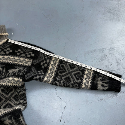 Eddie Bauer Vintage 1992 Wool Turtleneck Fair Isle Pullover Sweater L Womens