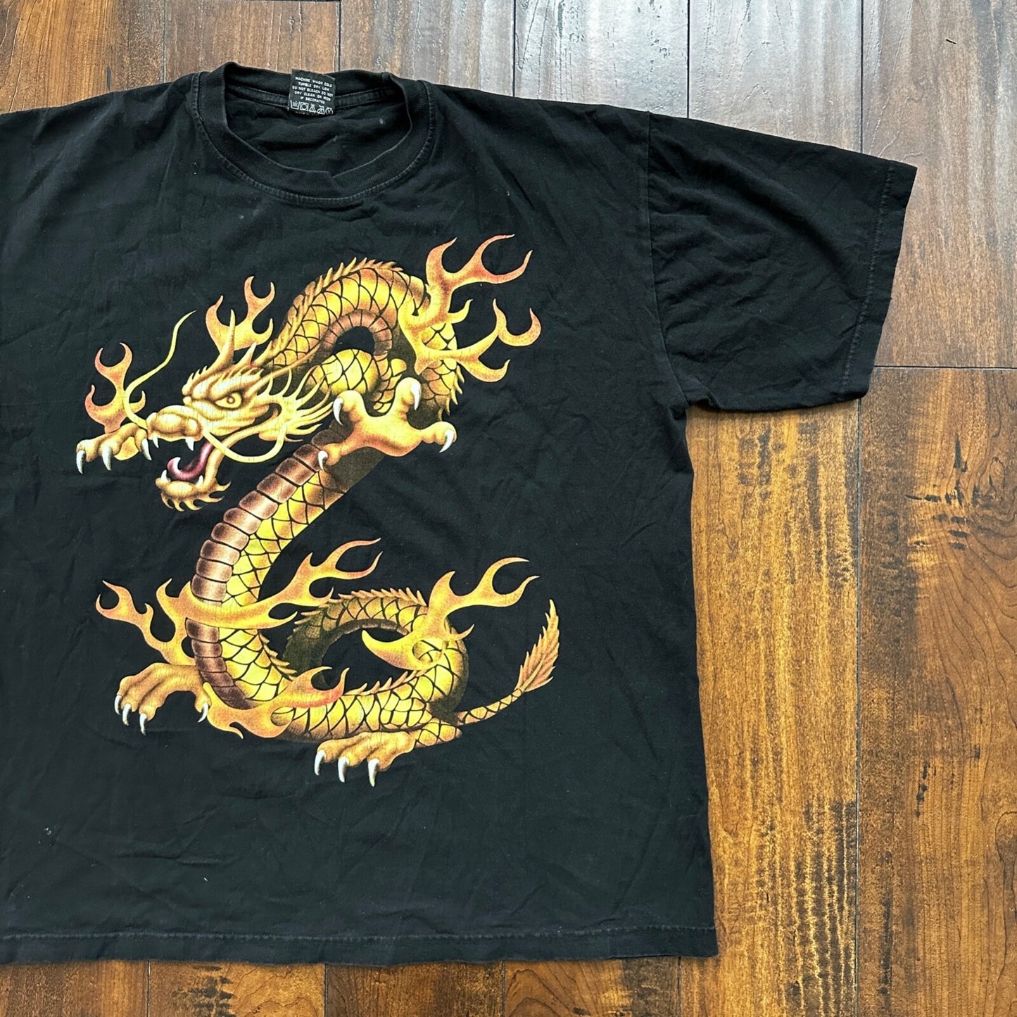 Dragon Asian Rap Tee Vintage T Shirt Y2K Big Print Rock N Roll Grunge Japanese