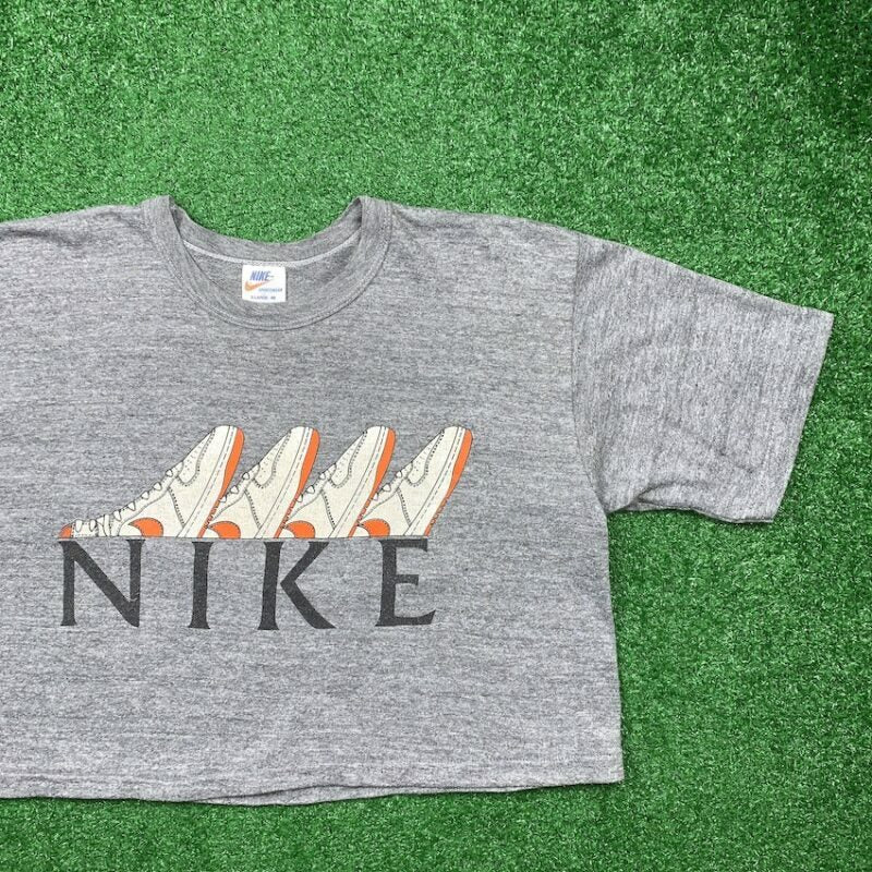 Vintage Nike T Shirt Unisex Crop Top Quad Metallic Jordan 1 Chicago 1985 Bred