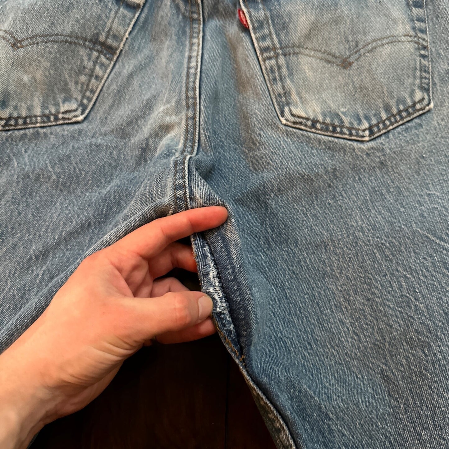 VTG 80s Levis 501 Button Fly 35x32 USA Tag Jeans Straight Wash Blue XX Act 31x31