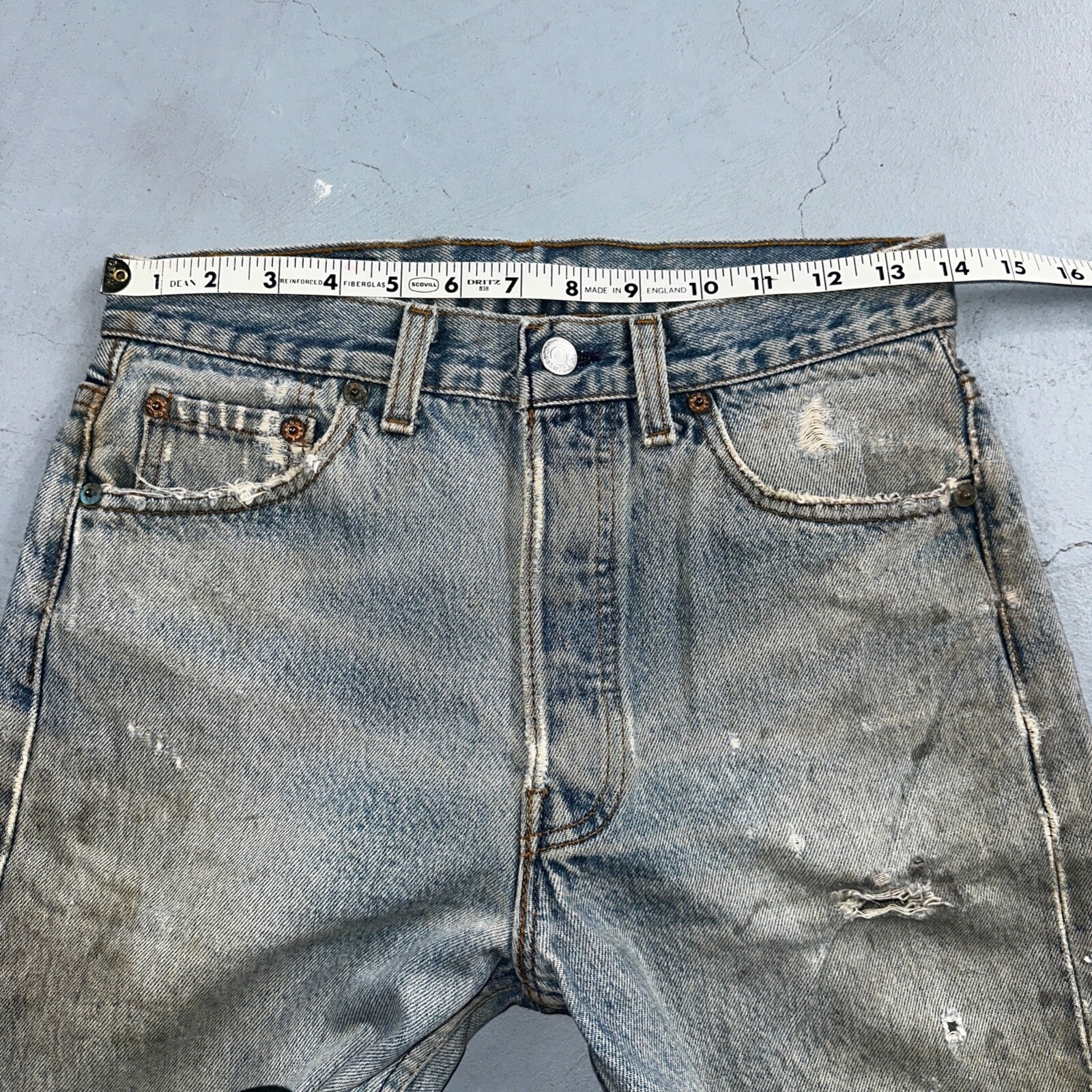 Levis 501 Vintage 90s USA XX Straight Leg Jeans Blue Light Wash 29x32 Act 28x31