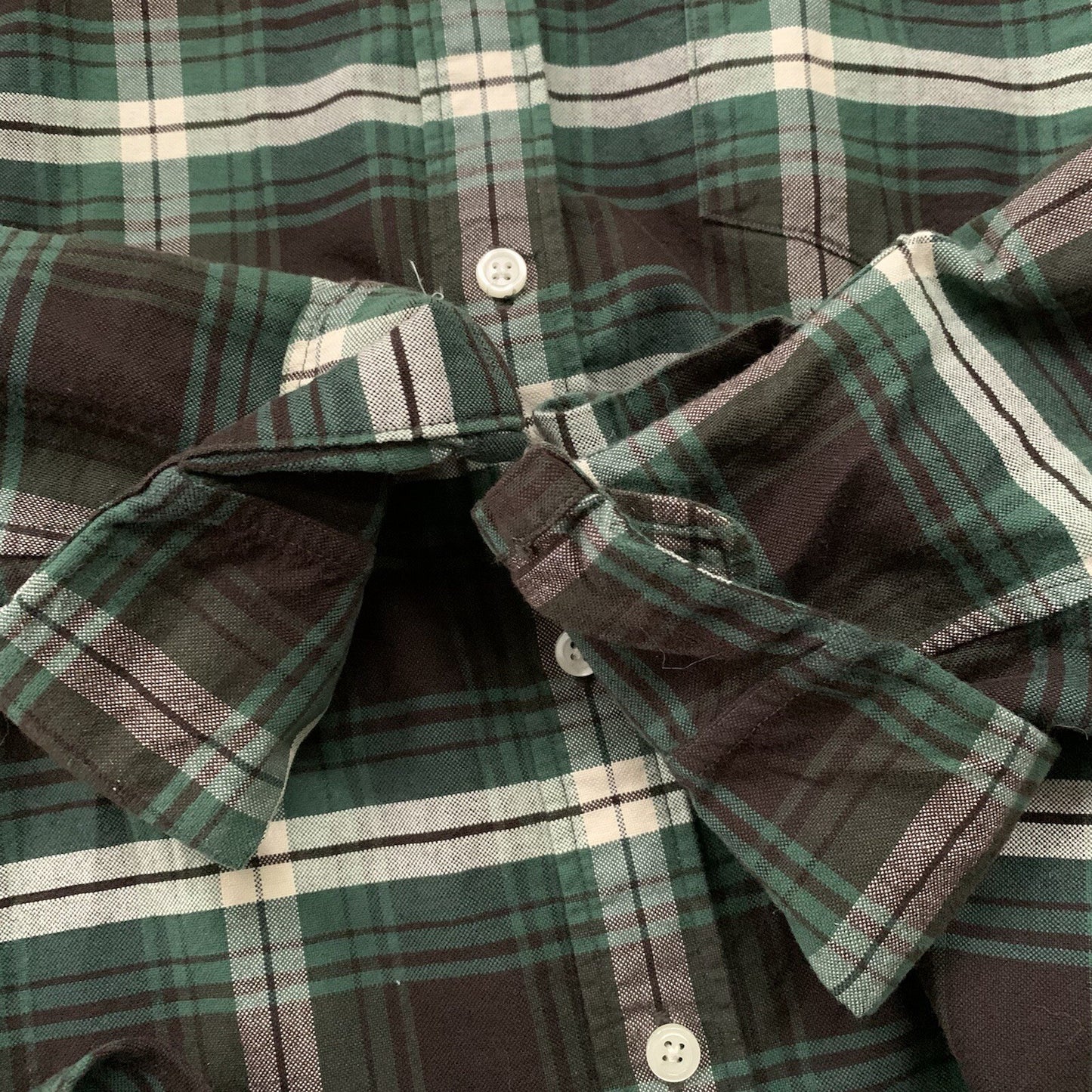 Fossil Button Shirt Front Plaid Long Sleeve Casual Womens Size S Green VTG