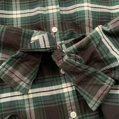 Fossil Button Shirt Front Plaid Long Sleeve Casual Womens Size S Green VTG