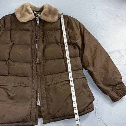 Vintage Tempco Goose Down Insulated Puffer Jacket Brown Size 14 USA 1970s 70s