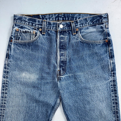Levis 501 Vintage 90s USA XX Straight Leg Jeans Blue Med Wash 35x34 Act 32x30