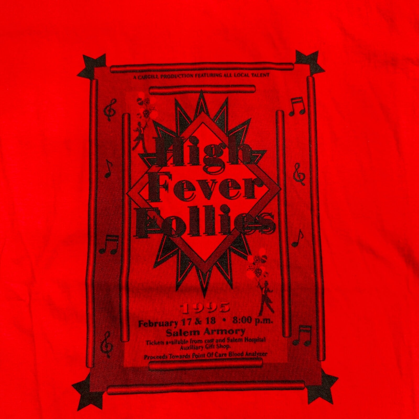 High Fever 90s VTG T Shirt Star USA Hanes 90s Follies Local Talent PDX Oregon