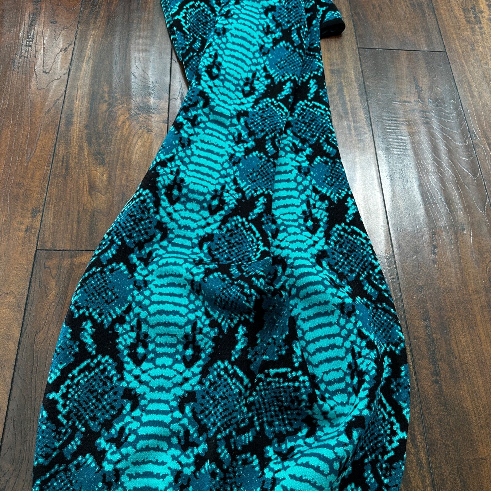 Vintage Yoga Crazy Print Hippie Boot Cut Beach Teal Green Black Gym 90s Y2K