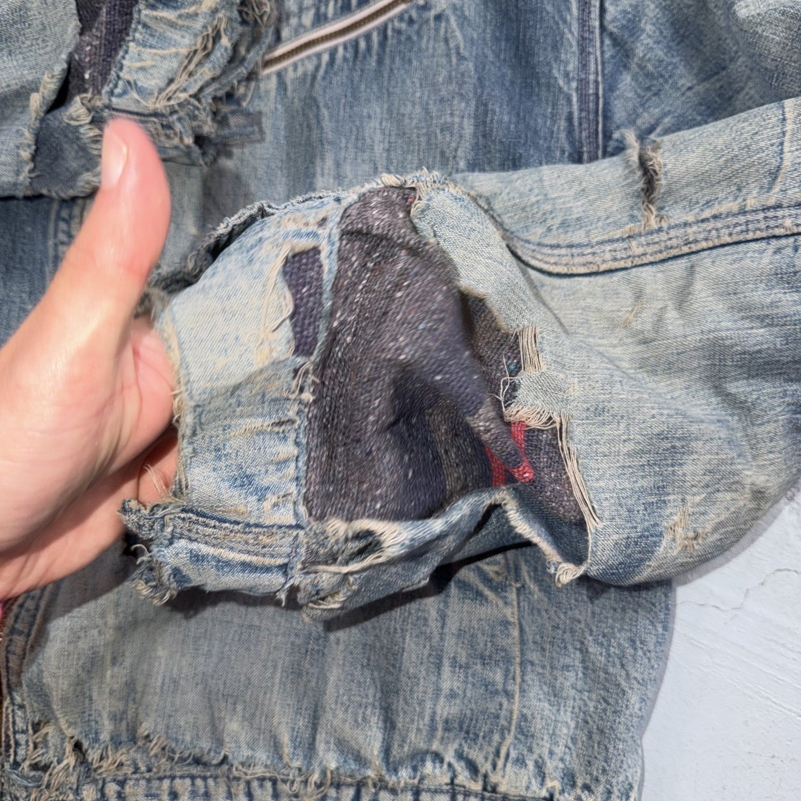 Vintage 50s 60s Hercules Blanket Lined Denim Bomber Jacket USA Coat Thrashed