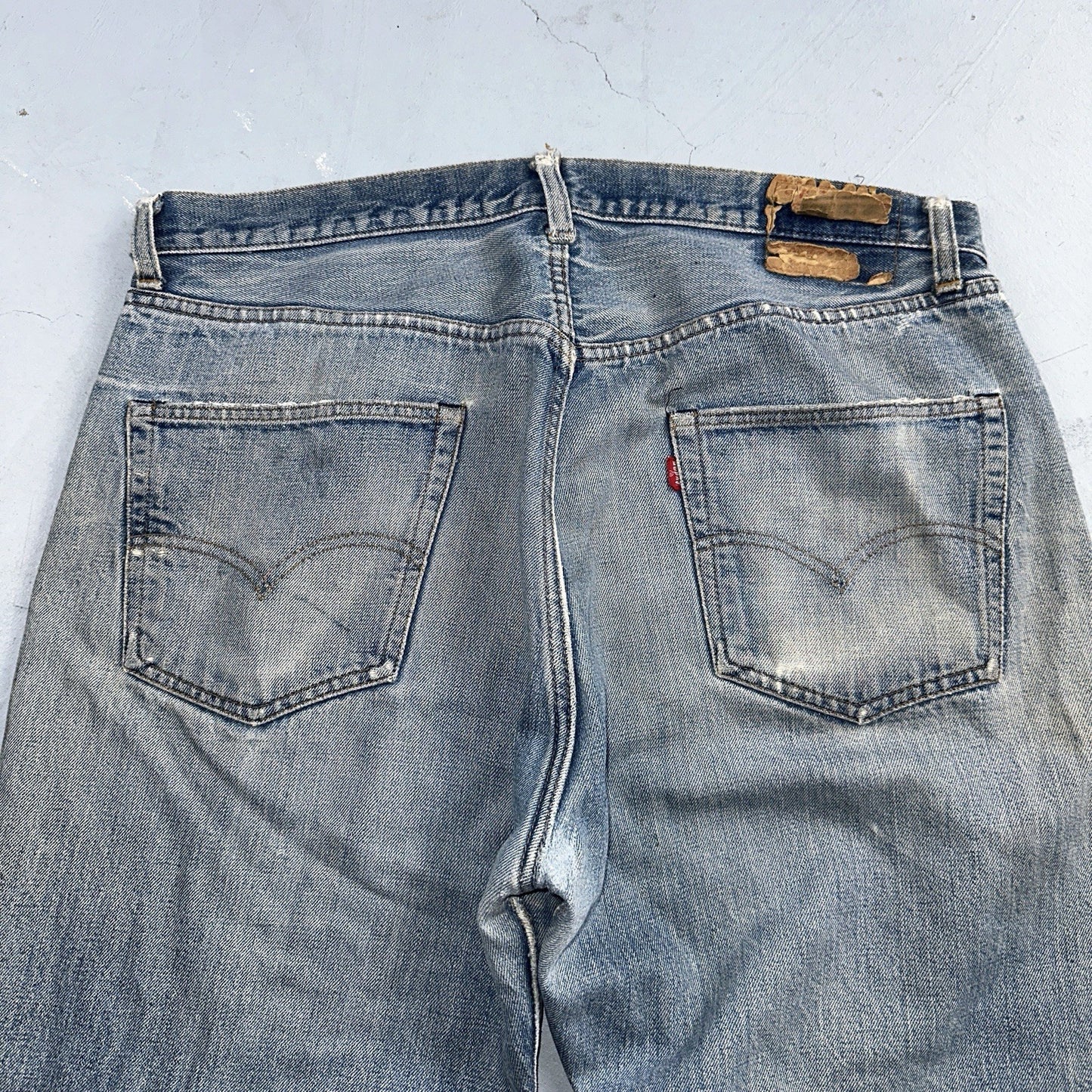 Levis 501 VTG 70s SS Redline Selvedge Jeans XX Med Wash Thrashed Act 35x26