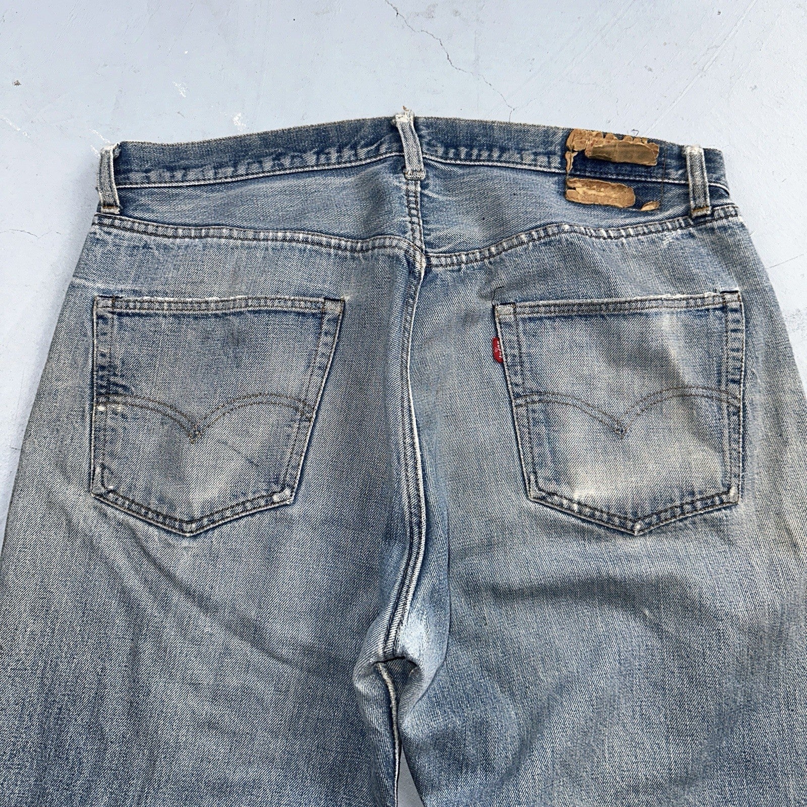Levis 501 VTG 70s SS Redline Selvedge Jeans XX Med Wash Thrashed Act 35x26