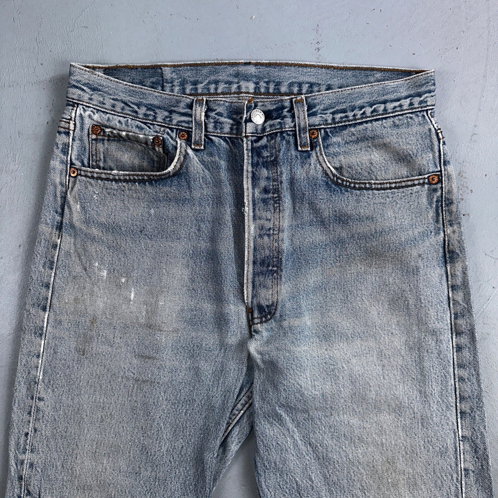 Levis 501 Vintage 90s USA XX Straight Leg Jeans Blue Light Wash 34x36 Act 31x32